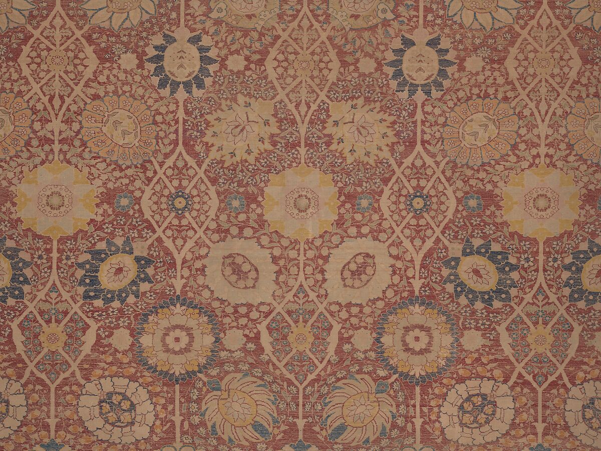 Carpet, Silk; asymmetrically knotted pile