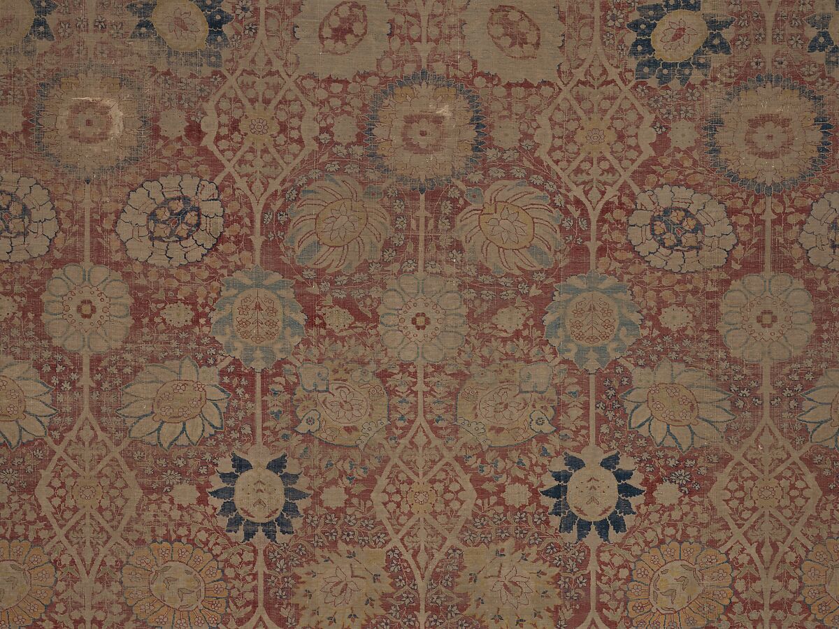 Carpet, Silk; asymmetrically knotted pile