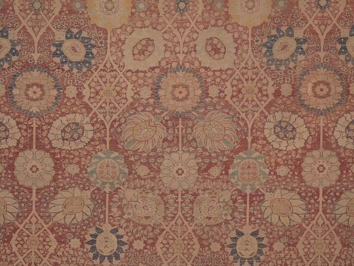 Carpet, Silk; asymmetrically knotted pile