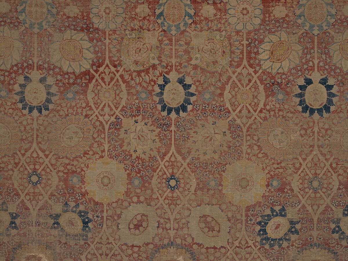 Carpet, Silk; asymmetrically knotted pile