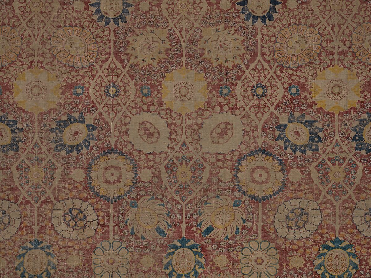 Carpet, Silk; asymmetrically knotted pile