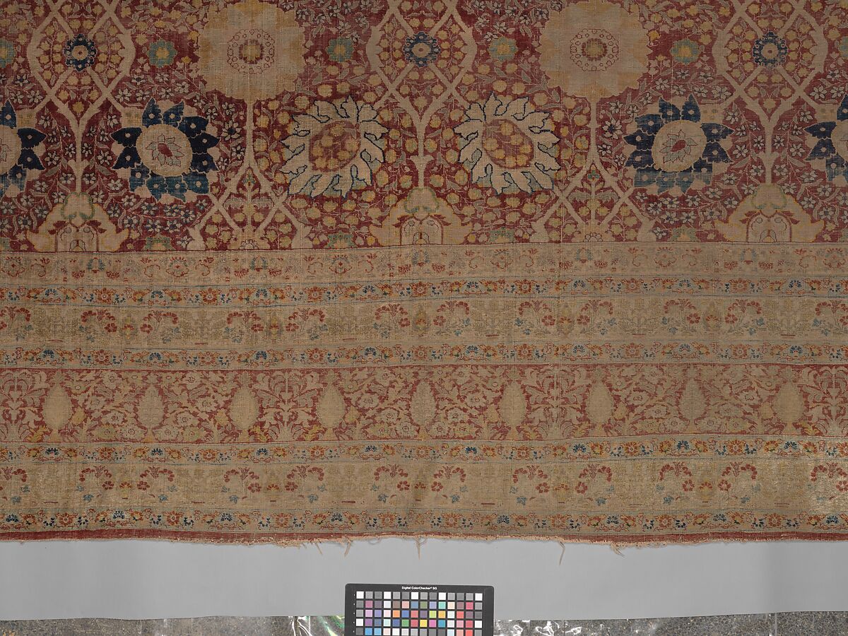 Carpet, Silk; asymmetrically knotted pile