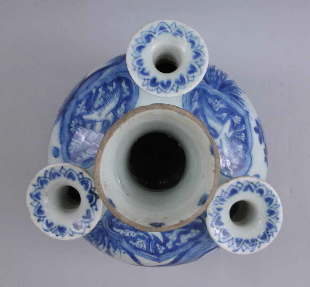 Tulip Vase, Stonepaste; painted in blue under transparent glaze