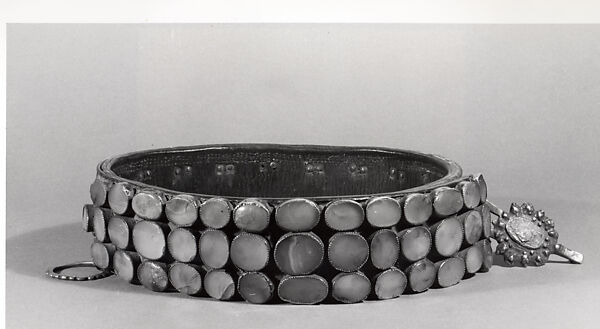 Belt, Leather, brass, carnelians