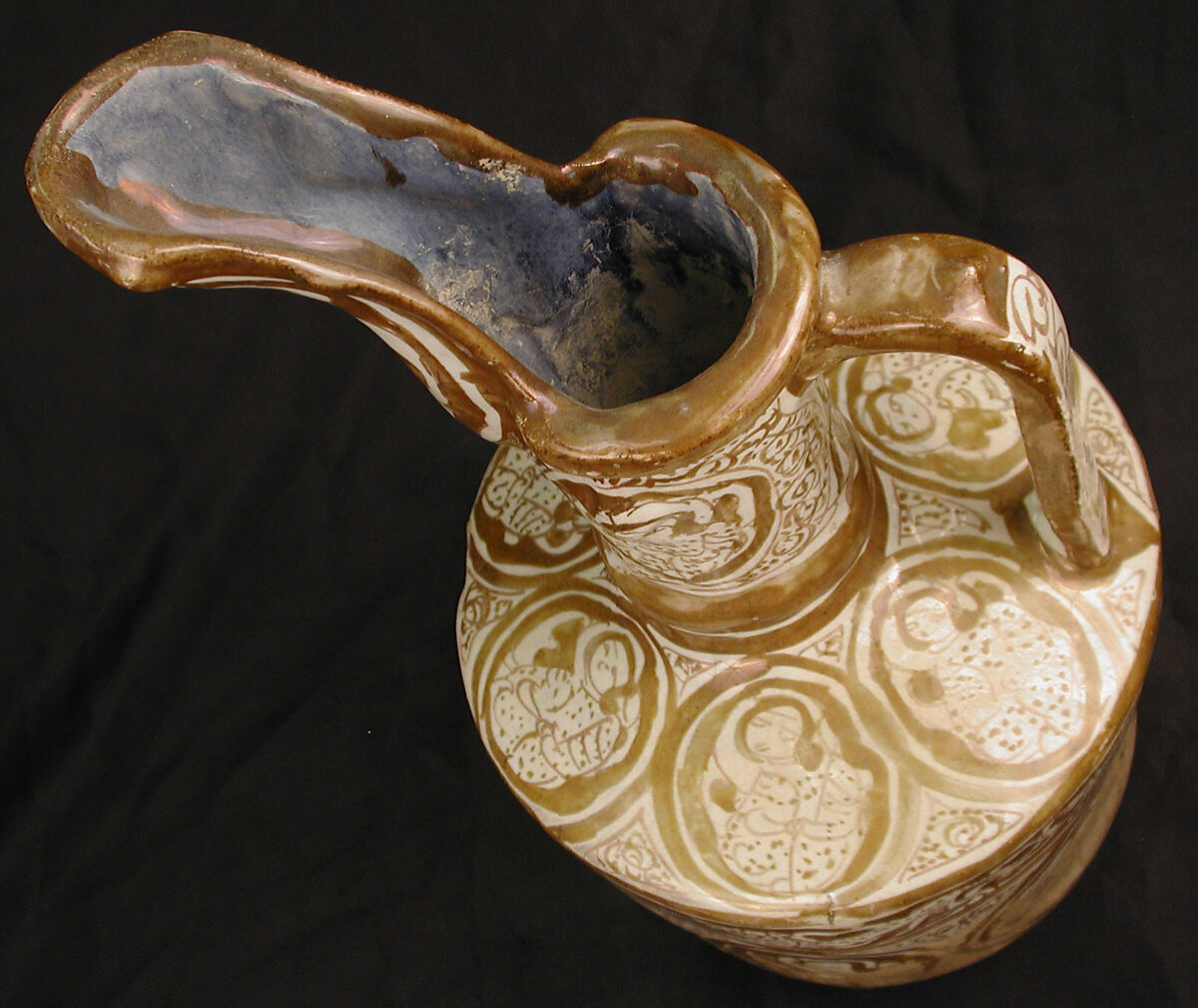 Ewer, Earthenware; glazed and luster-painted