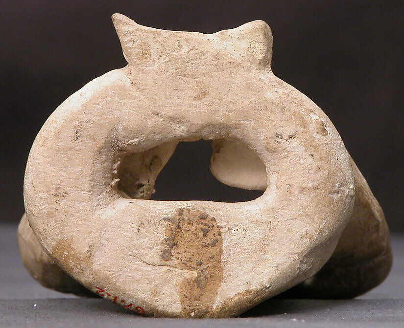 Figurine of a Female (?) Seated Personage with Elaborate Headdress, Earthenware; unglazed