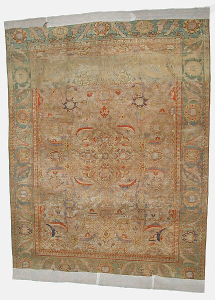 Carpet, Silk, gold and silver wrapped thread 
