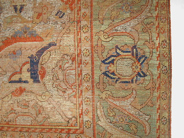 Carpet, Silk, gold and silver wrapped thread