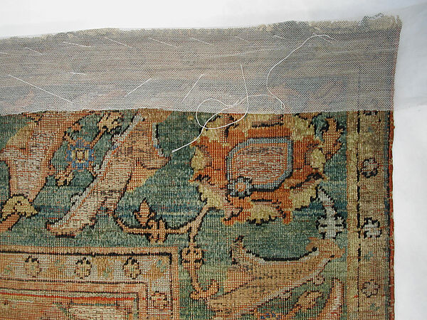 Carpet, Silk, gold and silver wrapped thread