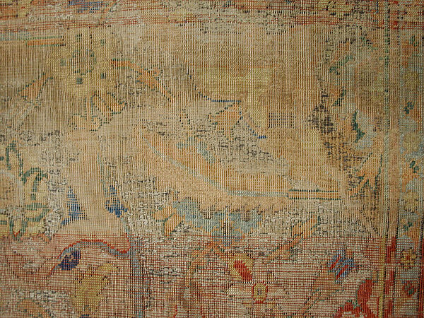 Carpet, Silk, gold and silver wrapped thread