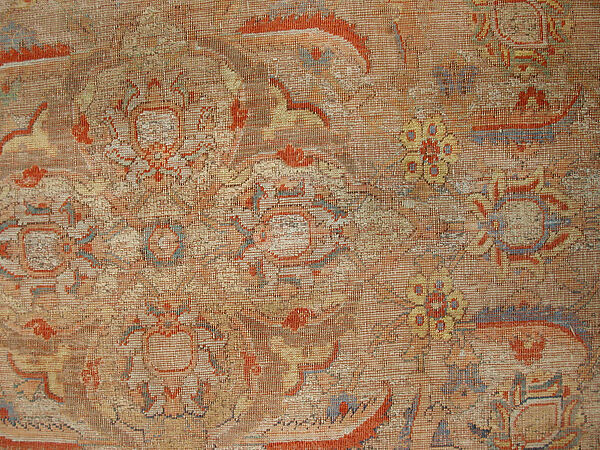 Carpet, Silk, gold and silver wrapped thread