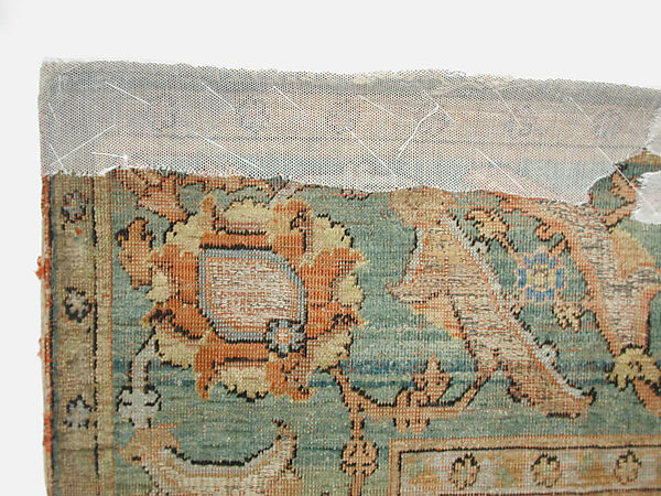 Carpet, Silk, gold and silver wrapped thread