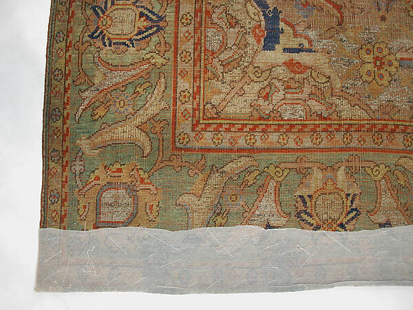 Carpet, Silk, gold and silver wrapped thread