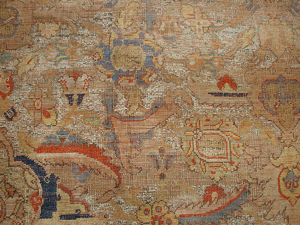 Carpet, Silk, gold and silver wrapped thread