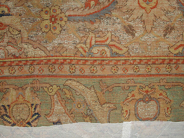 Carpet, Silk, gold and silver wrapped thread