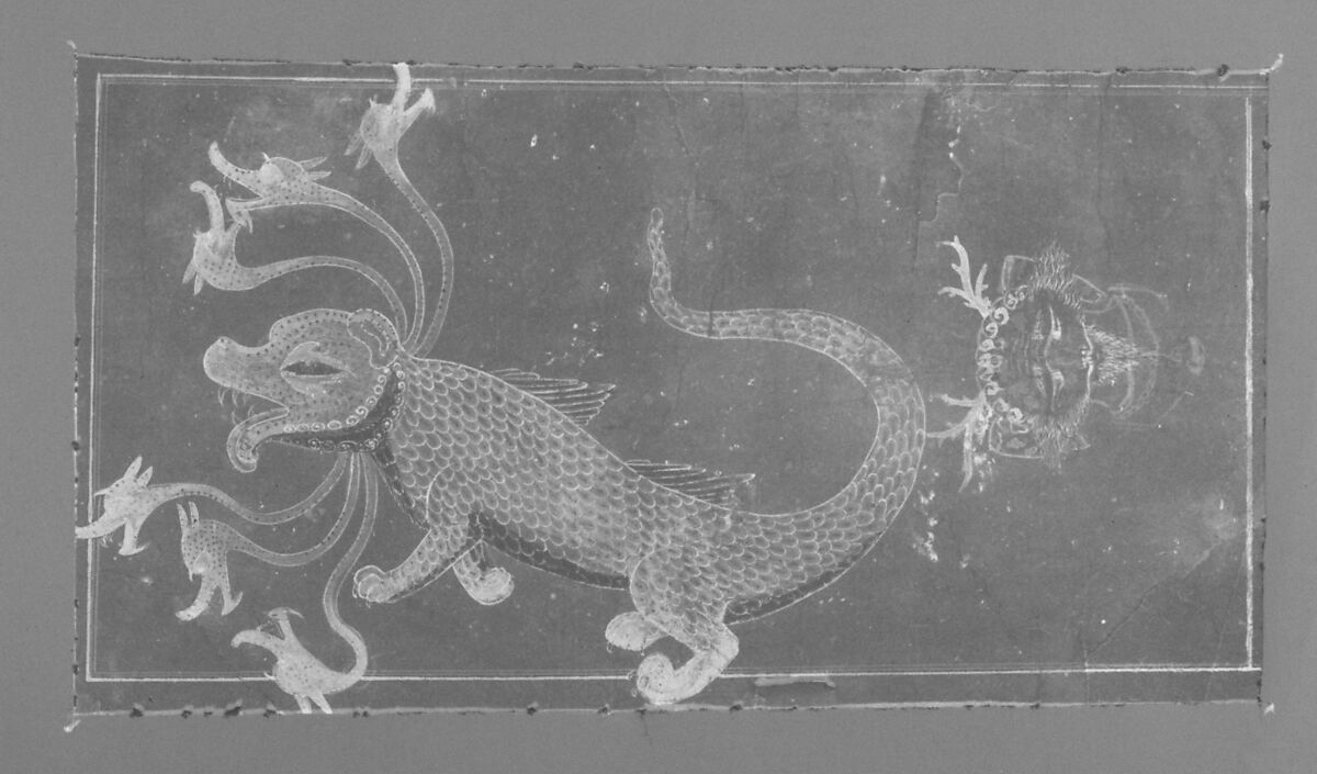 Dragon, Ink and opaque watercolor on paper