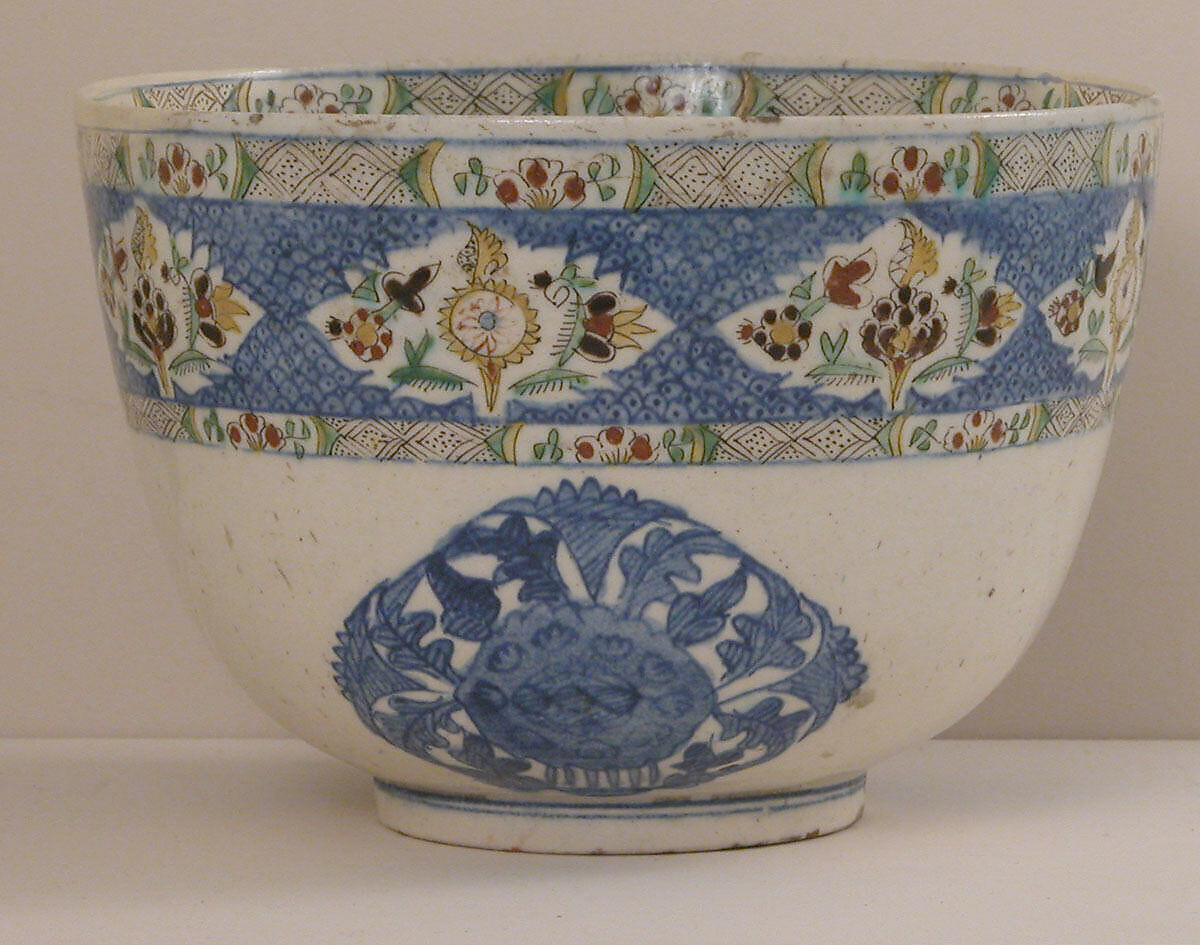 Bowl with Lid, Stonepaste; polychrome painted under transparent glaze