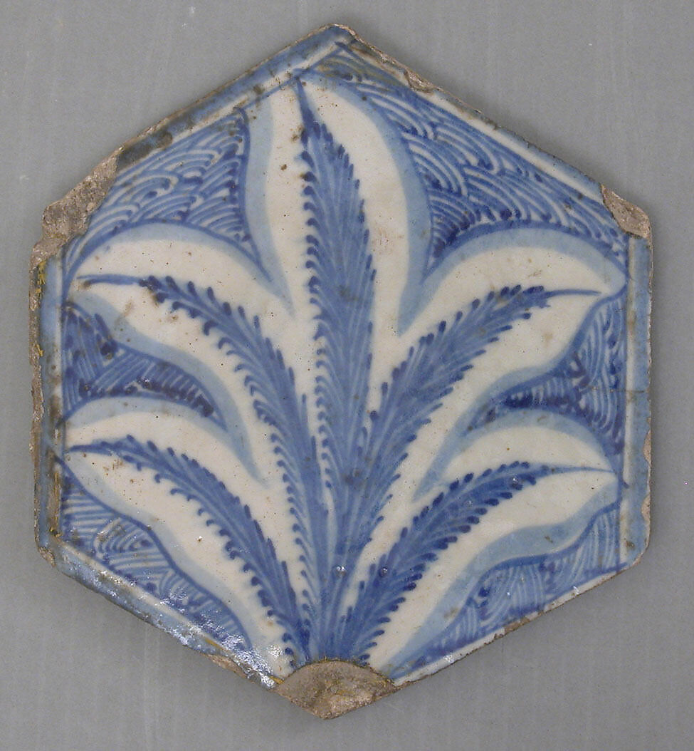 Hexagonal Tile, Stonepaste; underglaze painted 