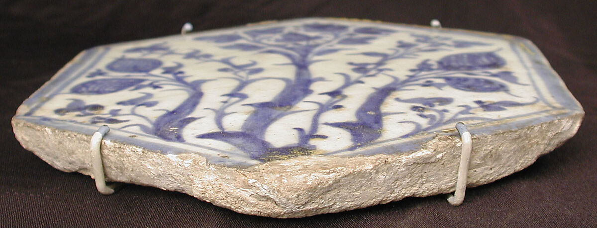 Hexagonal Tile, Stonepaste; underglaze painted