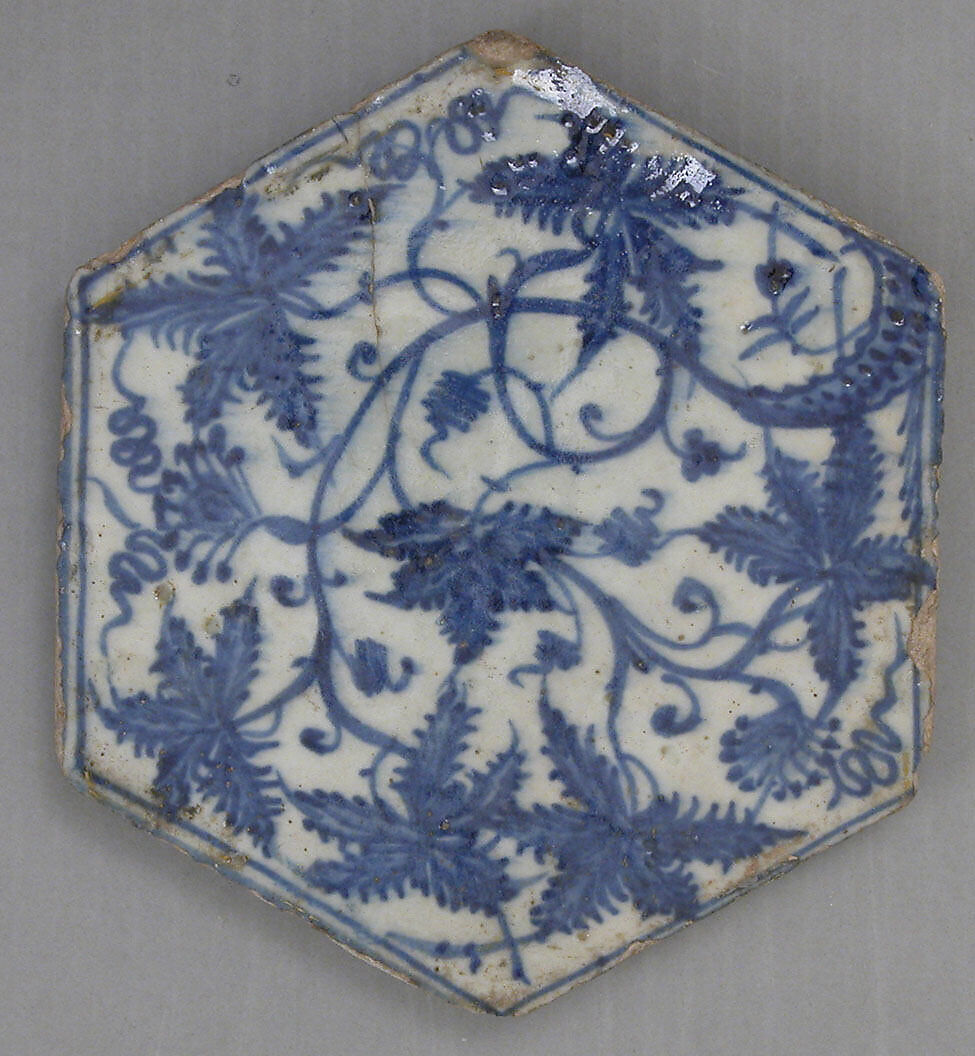 Hexagonal Tile, Stonepaste; underglaze painted 