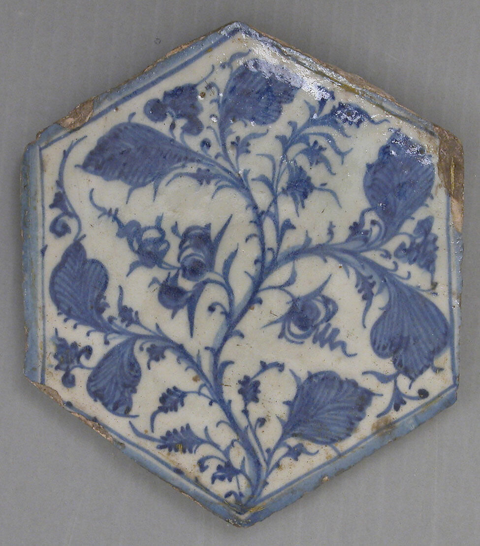 Hexagonal Tile, Stonepaste; underglaze painted 