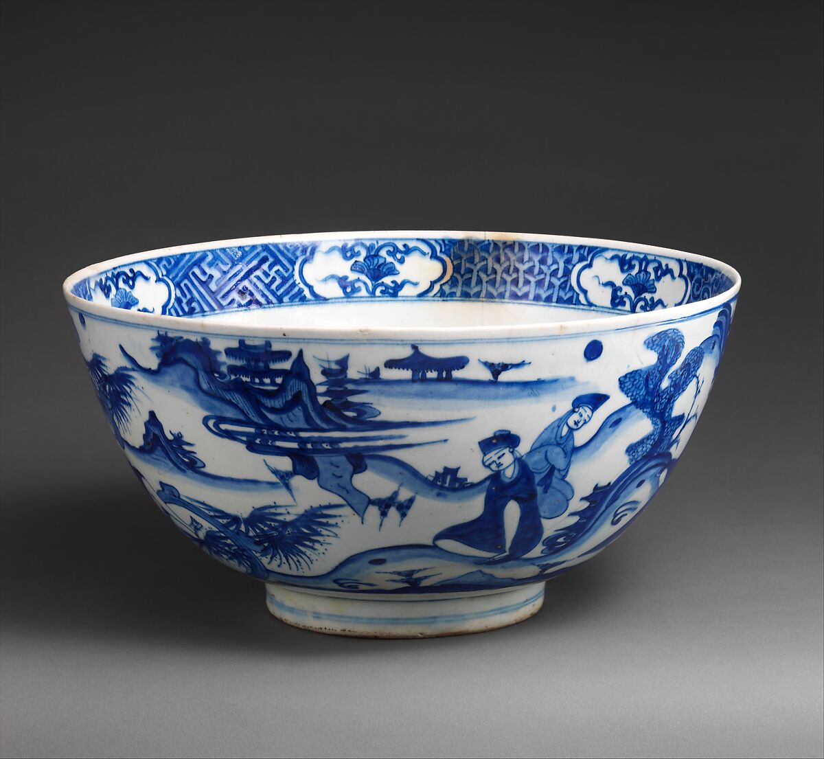 Imitation Blue-and-White Bowl, Stonepaste; painted in blue under transparent glaze