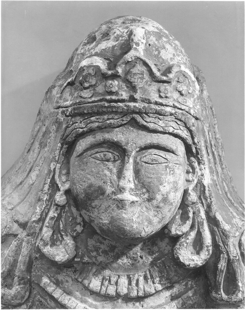 Standing Figure with Jeweled Headdress, Gypsum plaster; modeled, carved, polychrome-painted, gilded