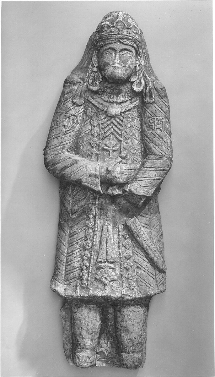 Standing Figure with Jeweled Headdress, Gypsum plaster; modeled, carved, polychrome-painted, gilded