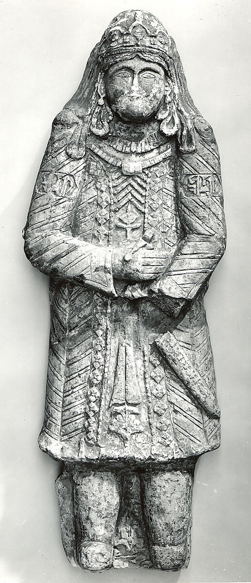 Standing Figure with Jeweled Headdress, Gypsum plaster; modeled, carved, polychrome-painted, gilded