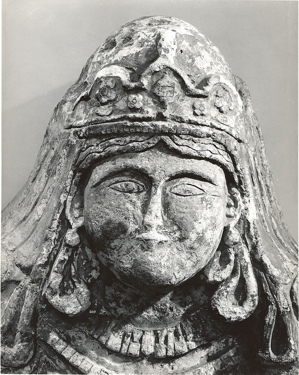 Standing Figure with Jeweled Headdress, Gypsum plaster; modeled, carved, polychrome-painted, gilded