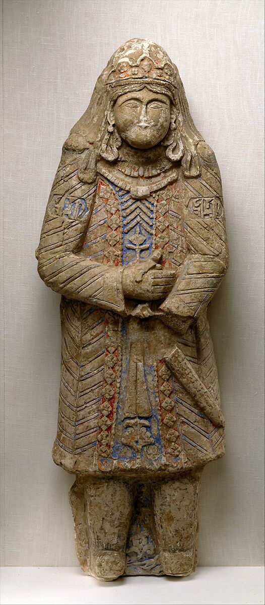 Standing Figure with Jeweled Headdress, Gypsum plaster; modeled, carved, polychrome-painted, gilded