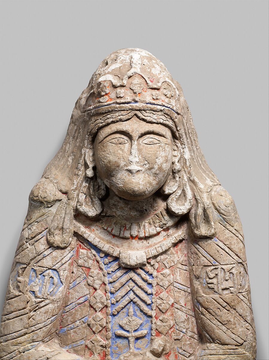 Standing Figure with Jeweled Headdress, Gypsum plaster; modeled, carved, polychrome-painted, gilded