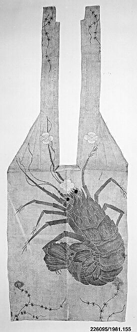 Kyōgen Overvest (kataginu) with Japanese Lobster, Resist-dyed and painted on plain weave hemp, Japan