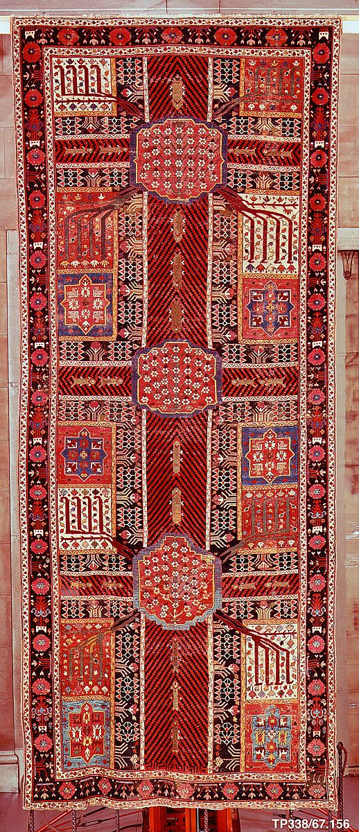Garden Carpet, Cotton (warp and weft), wool (pile); symmetrically knotted pile