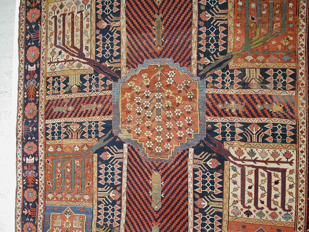 Garden Carpet, Cotton (warp and weft), wool (pile); symmetrically knotted pile