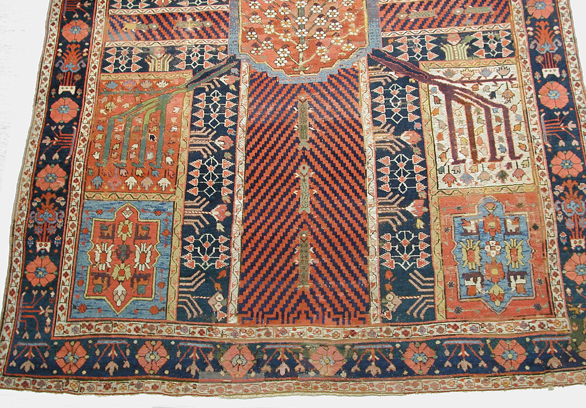 Garden Carpet, Cotton (warp and weft), wool (pile); symmetrically knotted pile