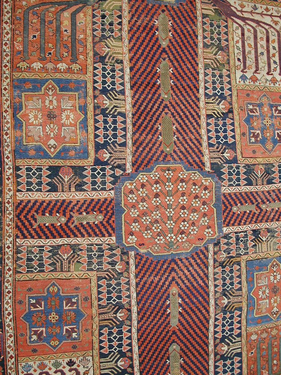 Garden Carpet, Cotton (warp and weft), wool (pile); symmetrically knotted pile