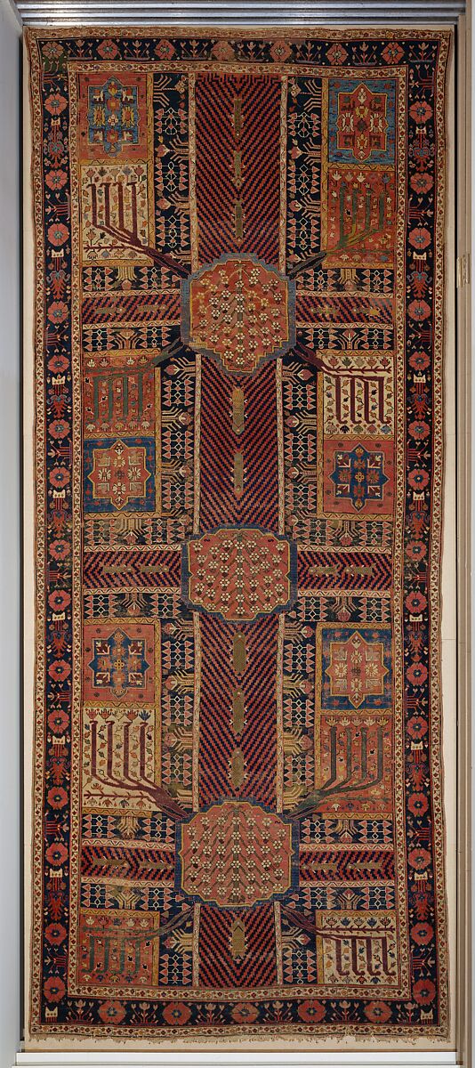 Garden Carpet, Cotton (warp and weft), wool (pile); symmetrically knotted pile