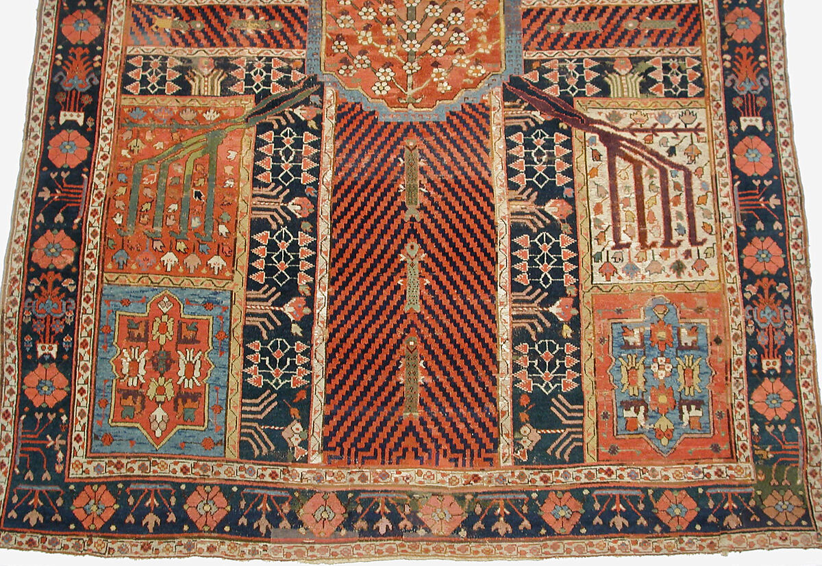 Garden Carpet, Cotton (warp and weft), wool (pile); symmetrically knotted pile