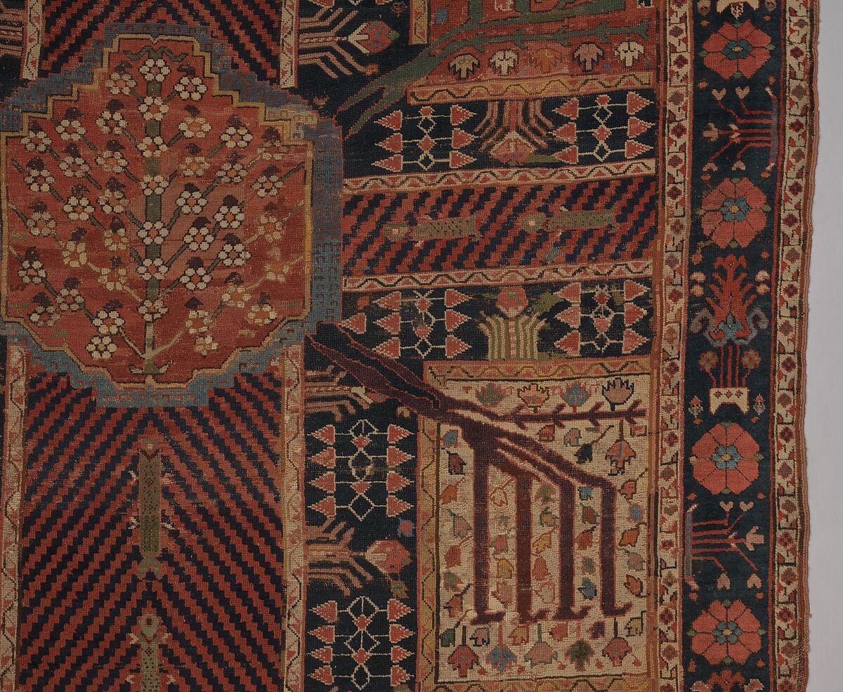 Garden Carpet, Cotton (warp and weft), wool (pile); symmetrically knotted pile