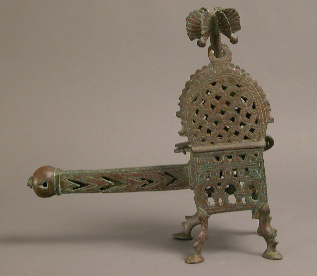 Incense Burner, Bronze; cast, chased, and pierced