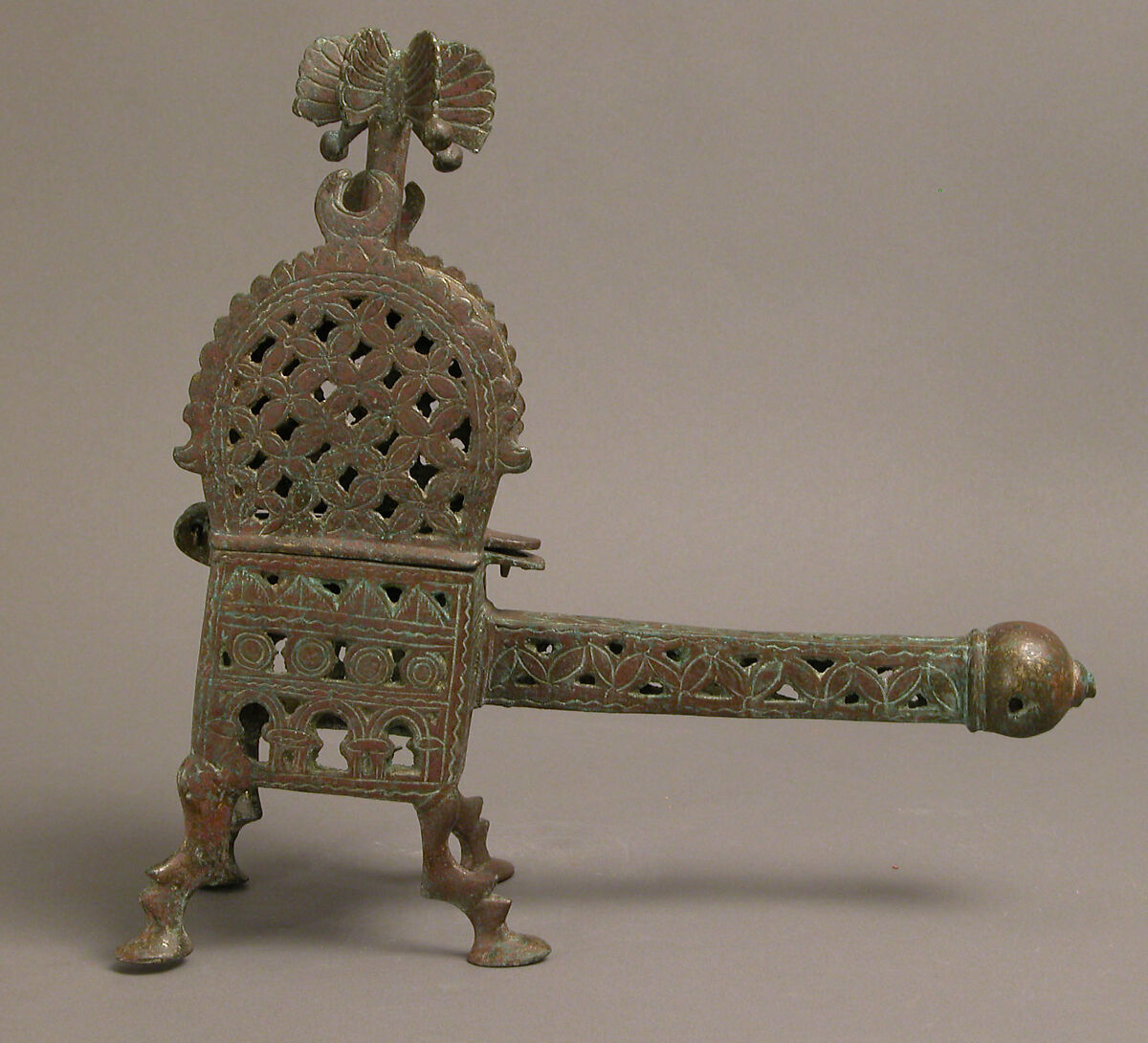 Incense Burner, Bronze; cast, chased, and pierced