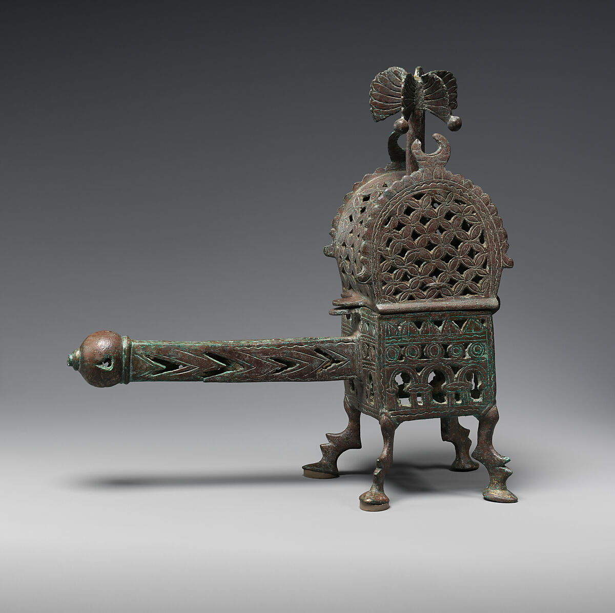 Incense Burner, Bronze; cast, chased, and pierced