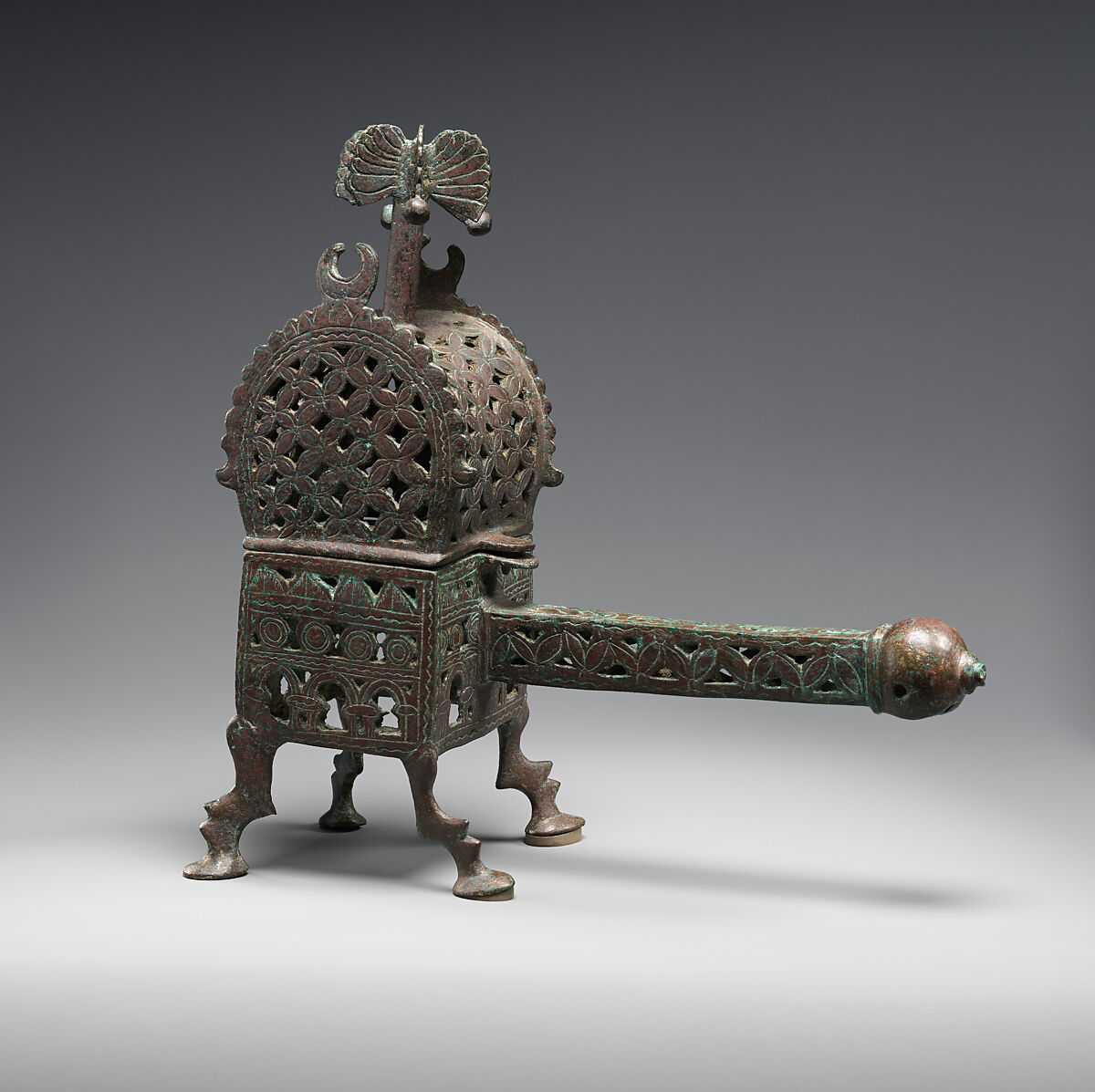 Incense Burner, Bronze; cast, chased, and pierced