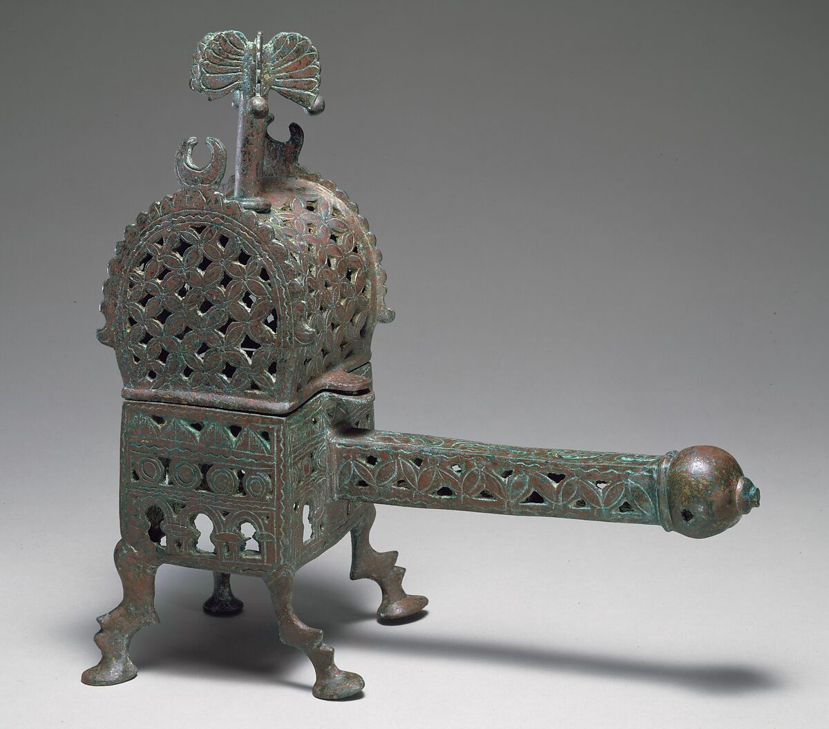 Incense Burner, Bronze; cast, chased, and pierced