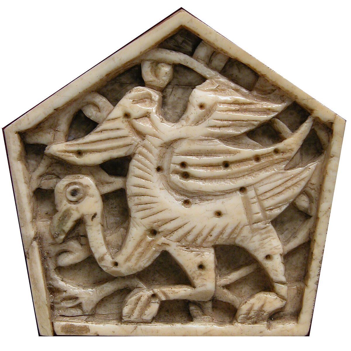 Plaque, Bone; carved and incised