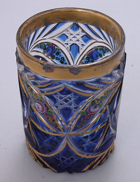 Beaker, Glass; blown, cut, enameled, and gilded