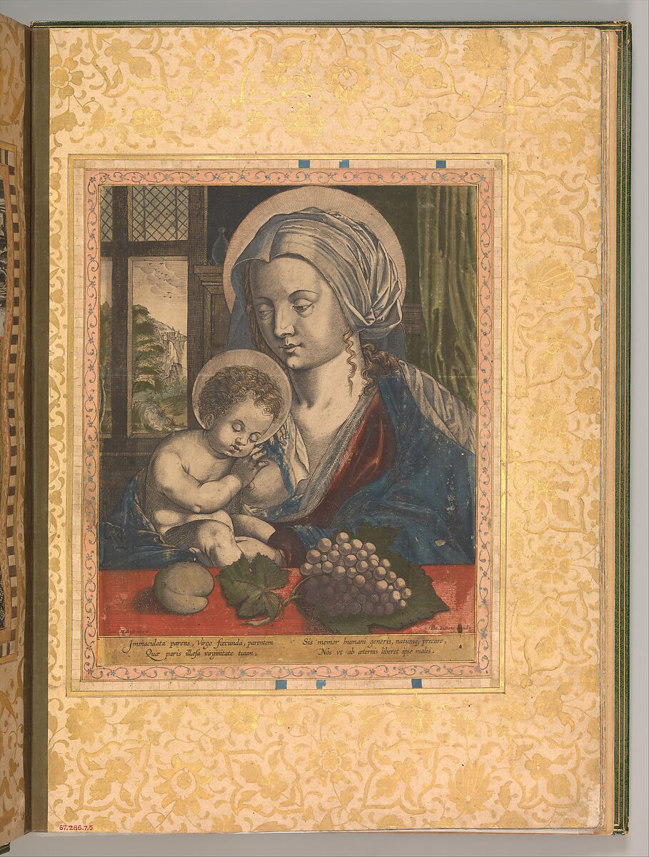 "Virgin and Child," Folio from the Bellini Album, Ink, opaque watercolor, and gold on paper 