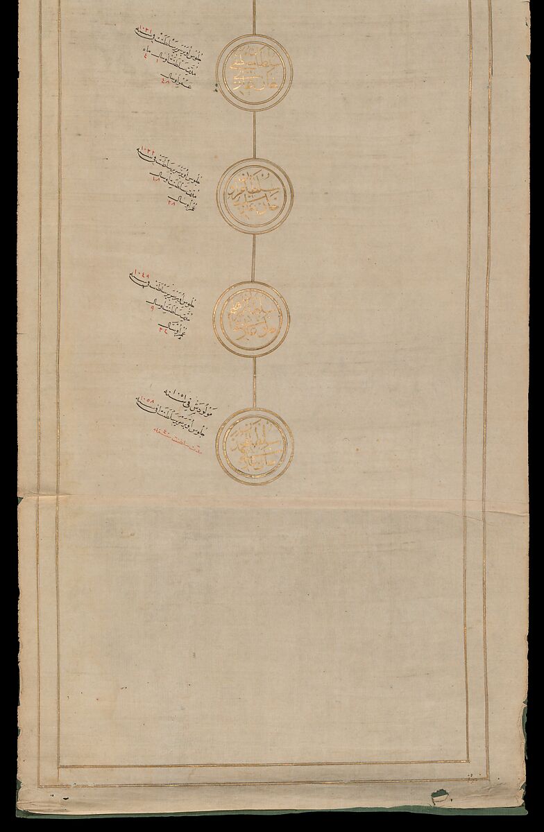 Genealogical Scroll, Inks and gilt on paper, silk