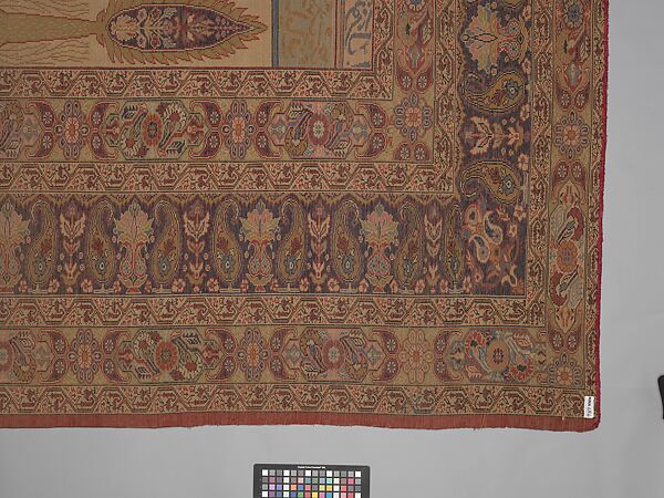Carpet, Cotton (warp and weft), silk (pile); asymmetrically knotted pile